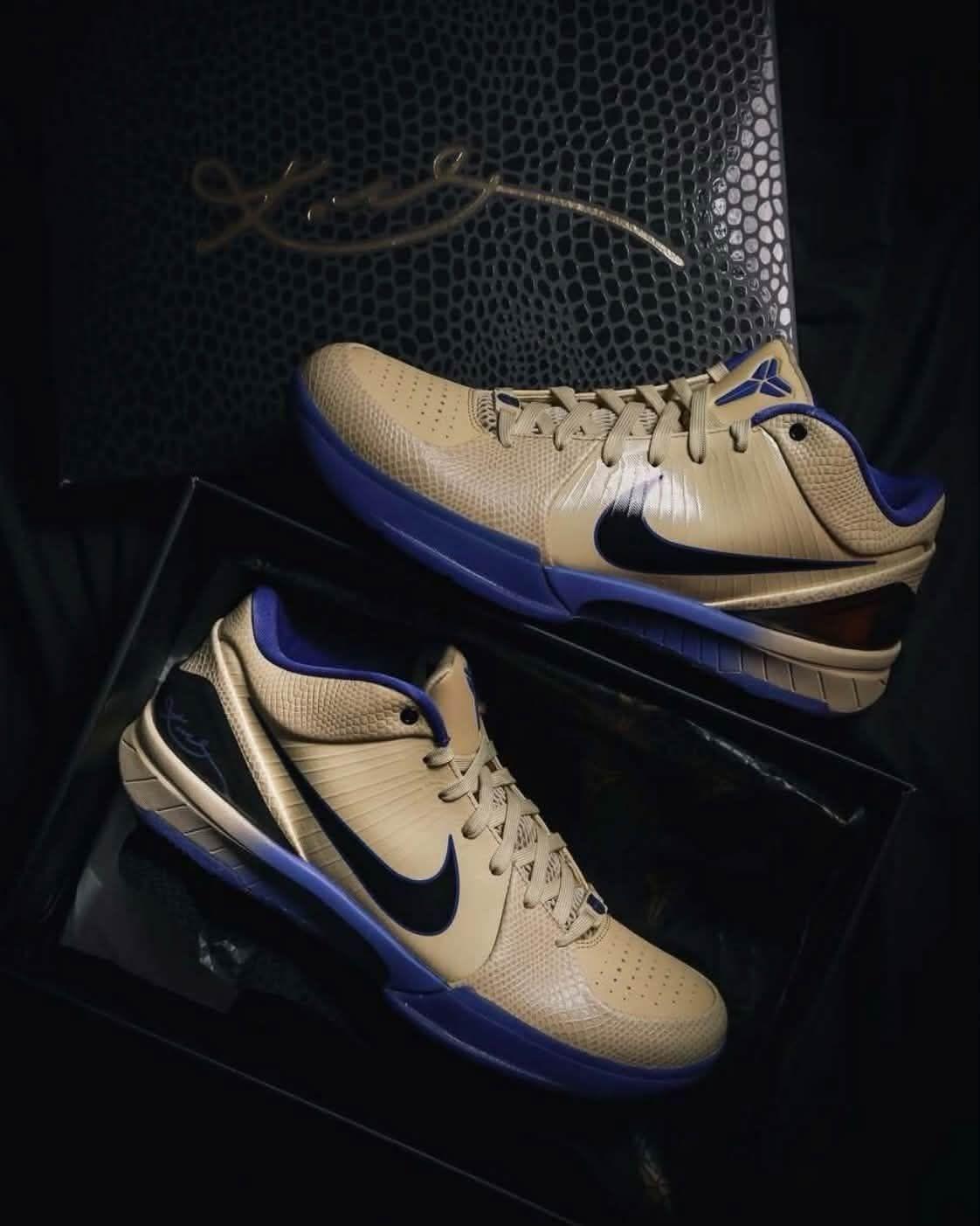 Nike Kobe 4 Protro 米黄蓝蛇鳞 湖人配色复刻实战篮球鞋